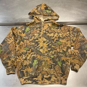 Vintage 90s Jerzees Mossy Oak Camo Sweatshirt  Hoodie Men’s XL Full Zip